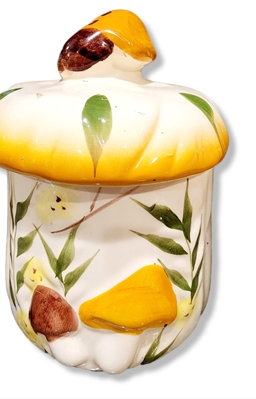 Set of 5 whimsical mushroom butterfly ceramic canisters - Picture 10 of 16